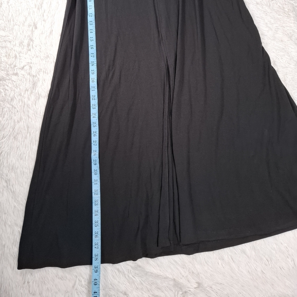 NWT NY&CO New York & Company Black Maxi Skirt Front Slit Stretch Soft Size Large - Picture 8 of 15